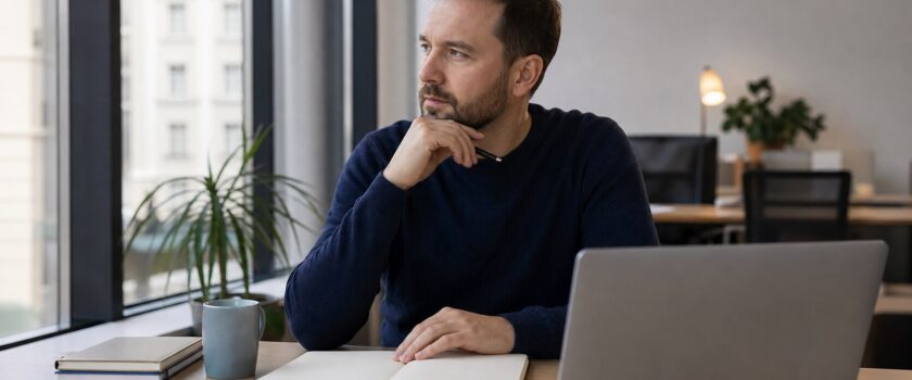 Profesionál plánuje změnu oboru u notebooku v kanceláři